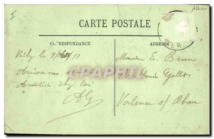 CPA Vichy Le Parc et la Galerue couverte — Rückseite