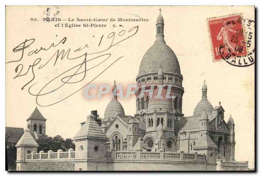 CPA Paris Le Sacre Coeur de Montmartre et L'Eglise St Pierre