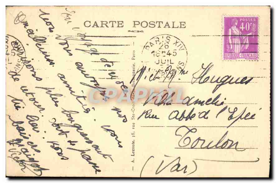 CPA Paris Le Sacre Coeur — Rückseite