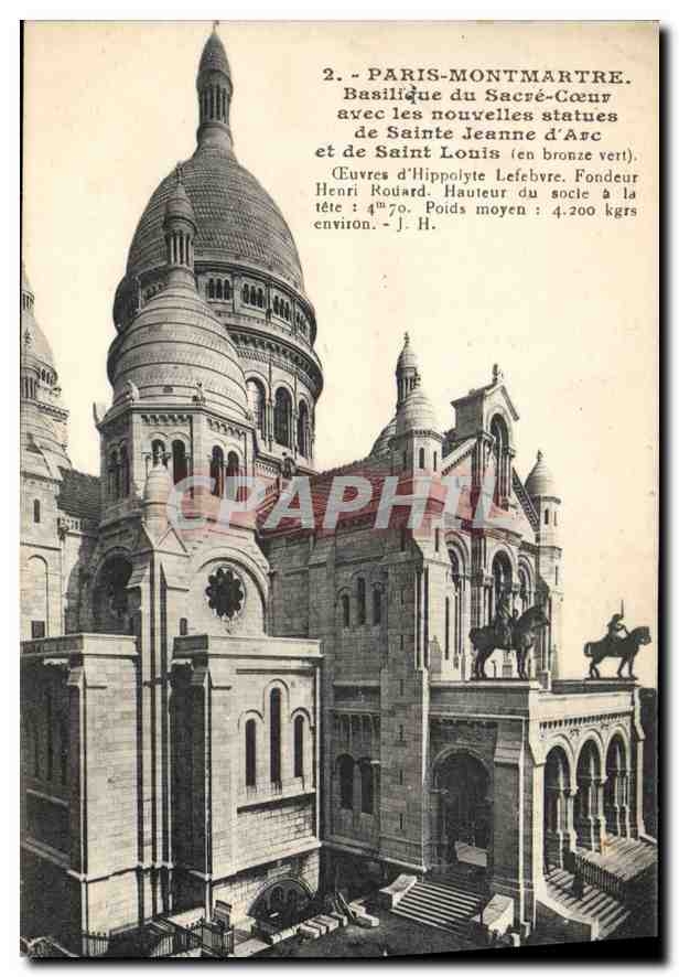 CPA Paris Montmartre Basilique du Sacre Coeur avec les nouvelles statues de Saintes Jeanne d'Arc et 