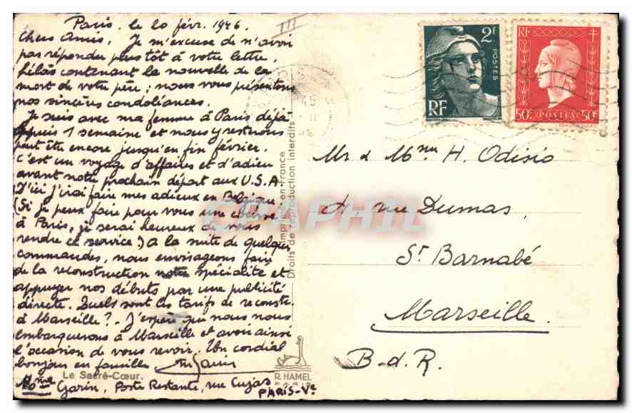 CPA Paris Le Sacre Coeur — Rückseite