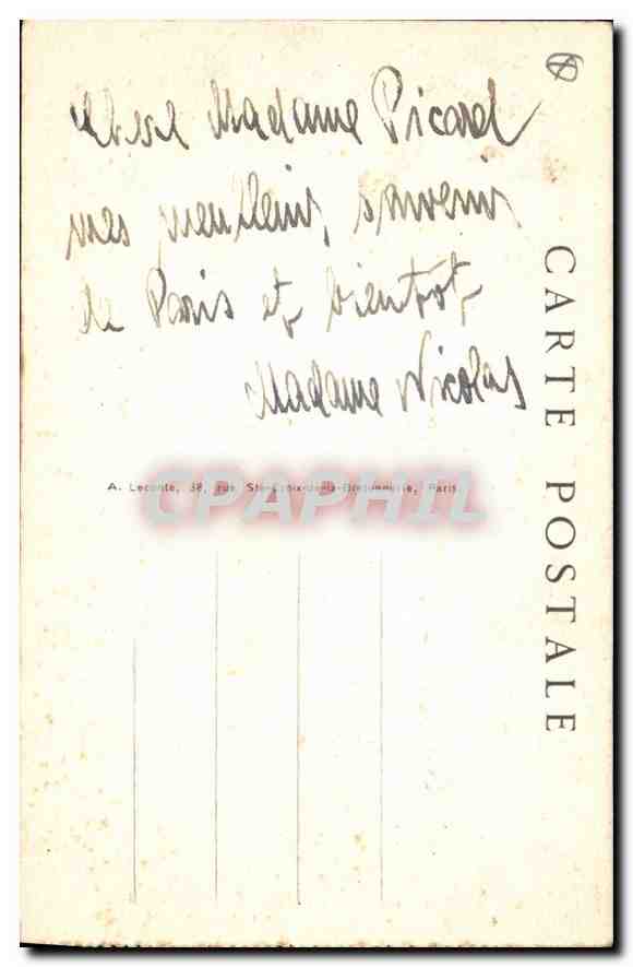 CPA Paris Le Sacre Coeur — Rückseite