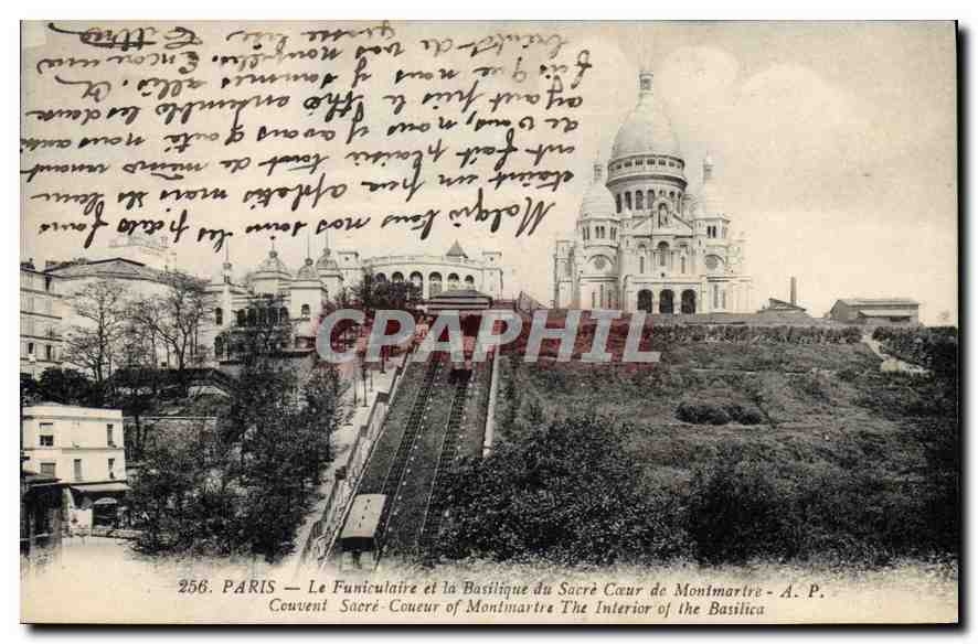 CPA Paris Le Funiculaire et la Basilique du Sacre Coeur de Montmartre