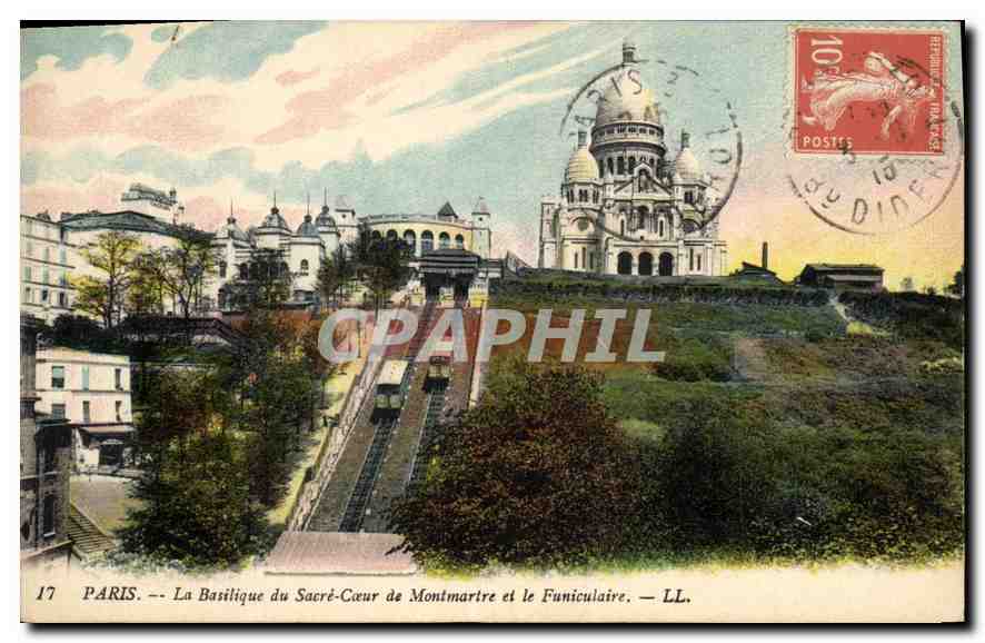 CPA Paris la Basilique du Sacre Coeur de Montmartre et Le Funiculaire