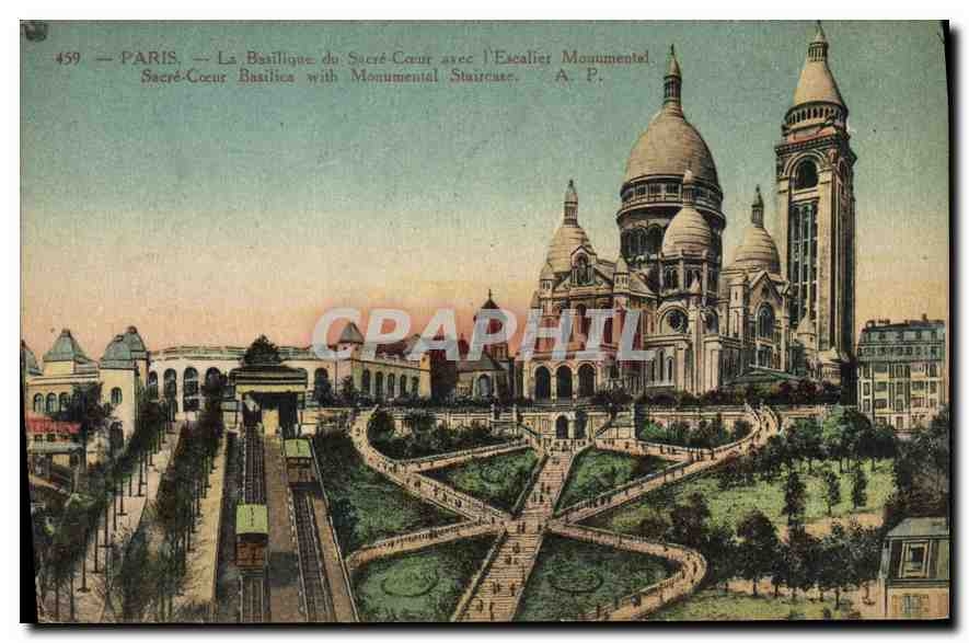 CPA Paris la Basilique du Sacre Coeur avec l'Escalier Monumental