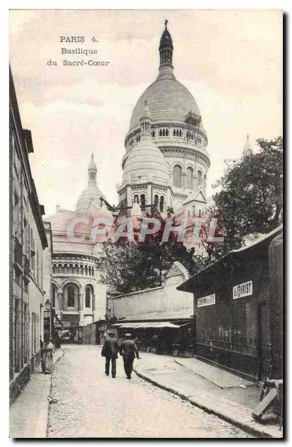 Paris 4. Basilique du Sacré-Cœur — vue depuis une rue — éditeur non visible