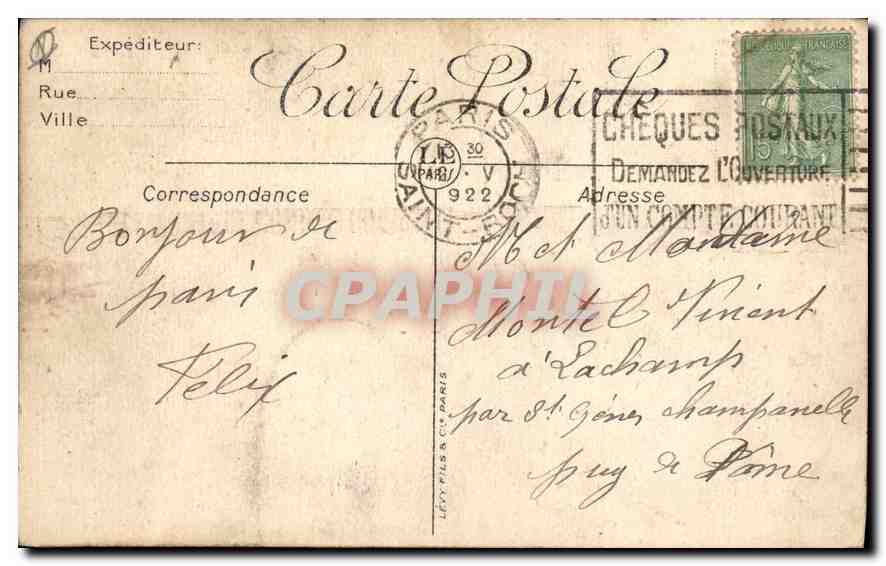 CPA Paris Funiculaire et la Basilique du Sacre Coeur de Montmartre — Rückseite