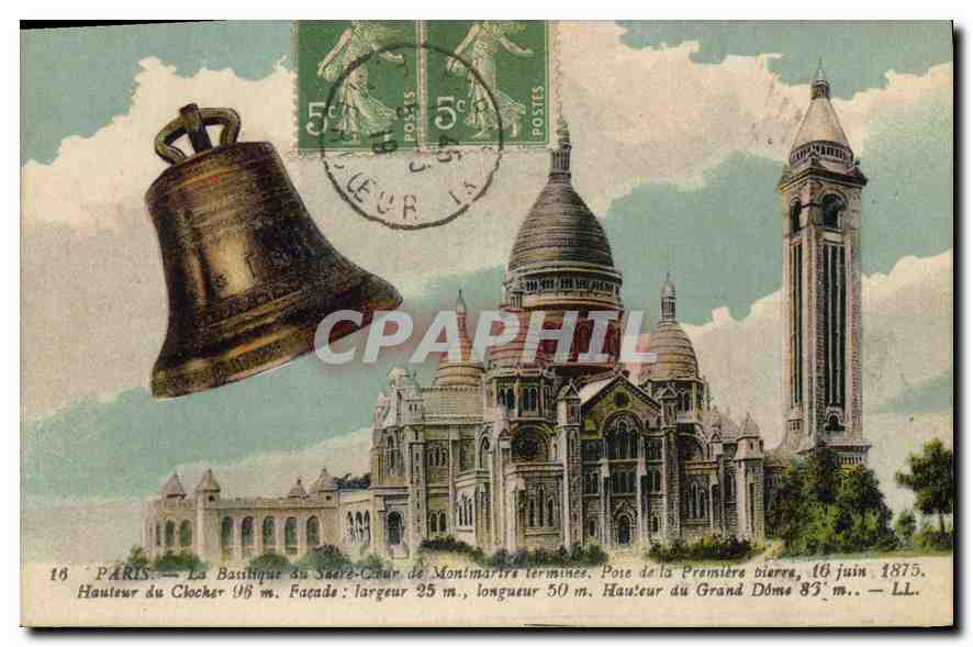 CPA Paris Basilique du Sacre Coeur de Montmartre terminee Pose de la Premiere pierre 16 juin Hauteur
