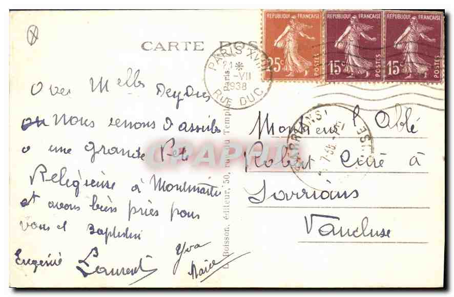 CPA Paris Montmartre La Basilique du Sacre Coeur — Rückseite