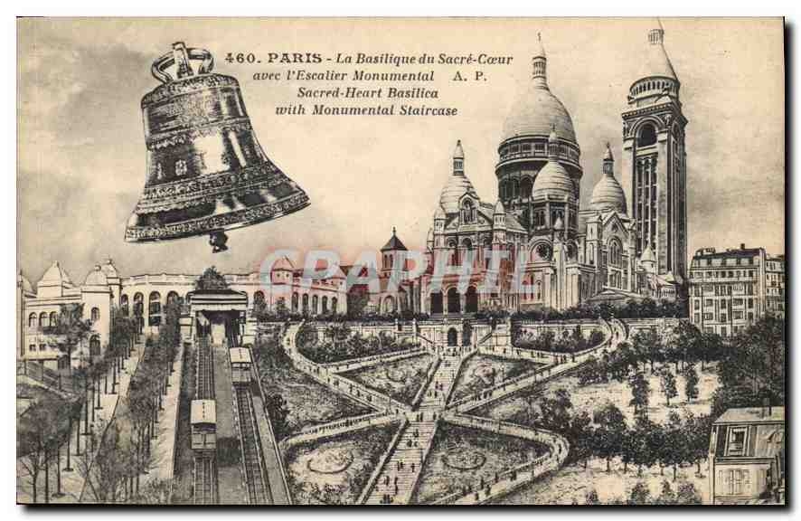 CPA Montmartre Basilique du Sacre Coeur avec l'Escalier Monumental cloche