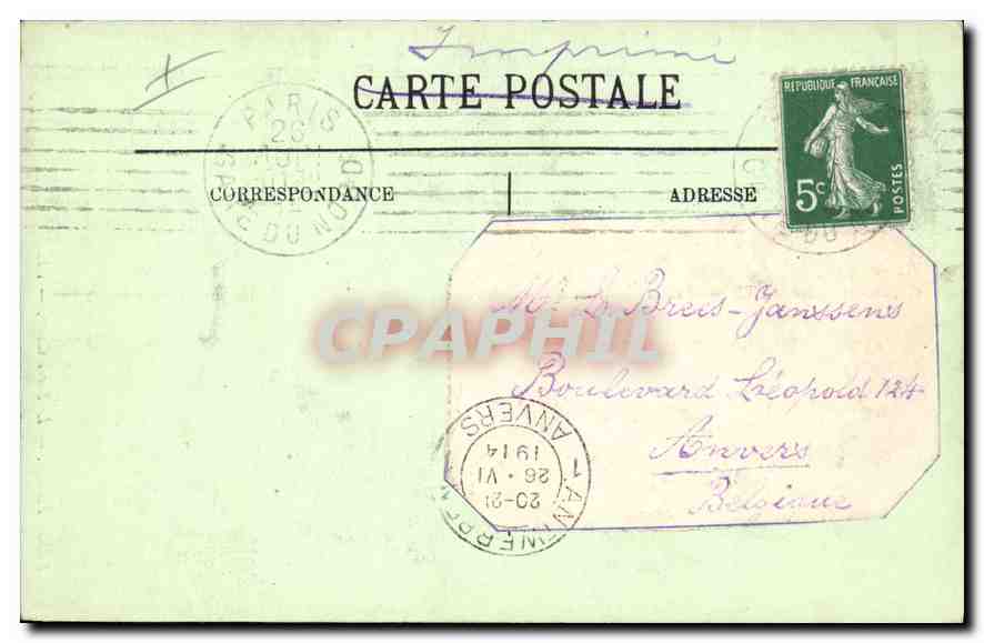 CPA Paris le Sacre Coeur — Rückseite