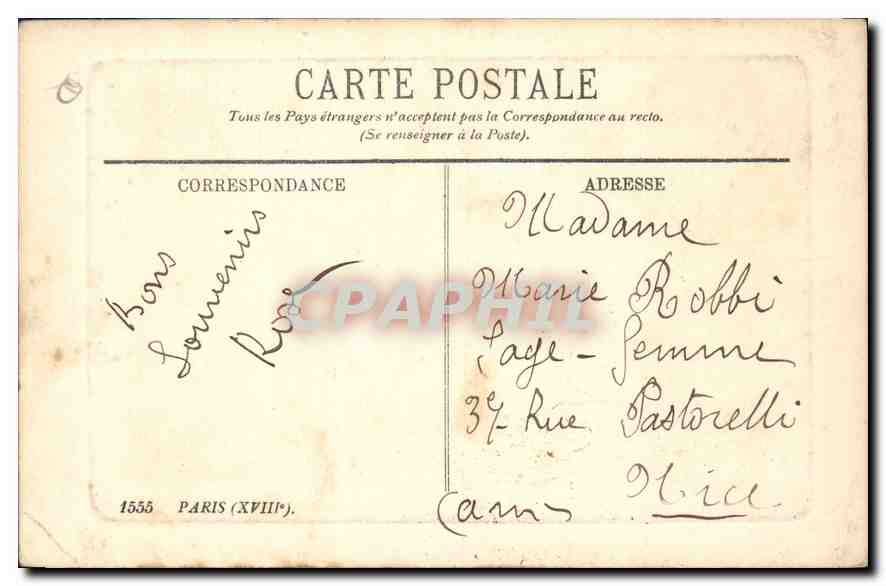 CPA Paris le Sacre Coeur — Rückseite