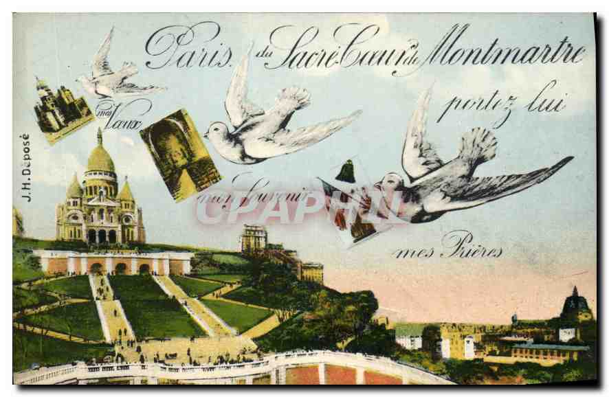 Parijs, van het Heilig Hart van Montmartre — breng hem mijn Gebeden — J.H. Ingeleverd