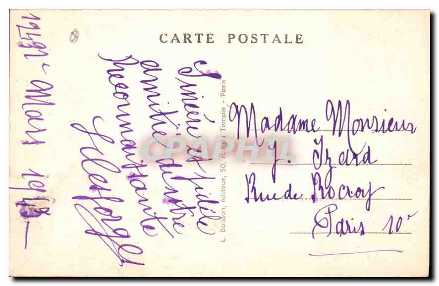 Parijs, van het Heilig Hart van Montmartre — breng hem mijn Gebeden — J.H. Ingeleverd — Achterkant