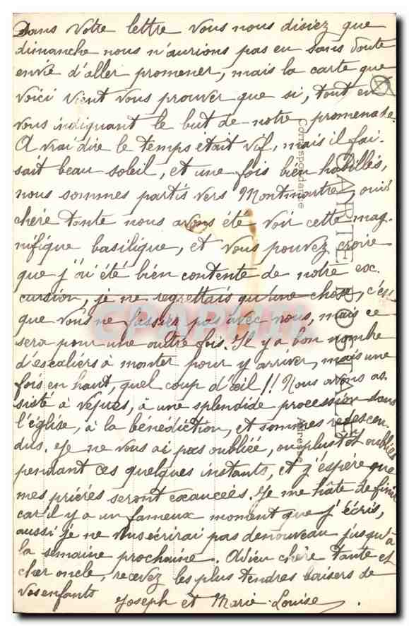 CPA Paris le Sacre Coeur de Montmartre — Rückseite