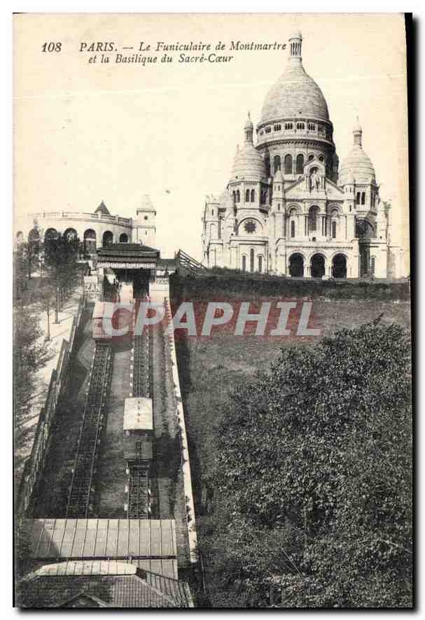 Paris — Le Funiculaire de Montmartre et la Basilique du Sacré-Cœur — Imp. Phot. 'L'Abeille', Asnières - Paris