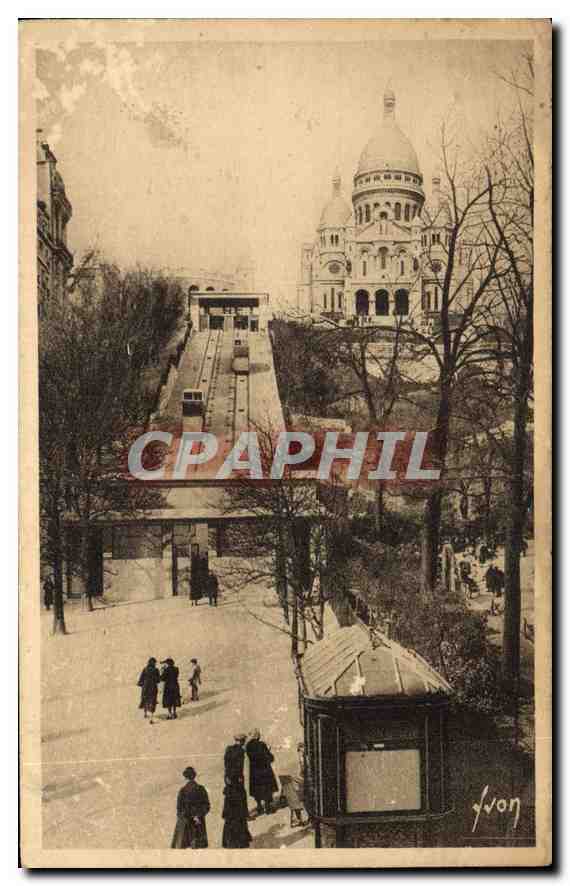 CPA Paris en Flanant Le Funiculaire et la Basilique du Sacre Coeur de Montmartre