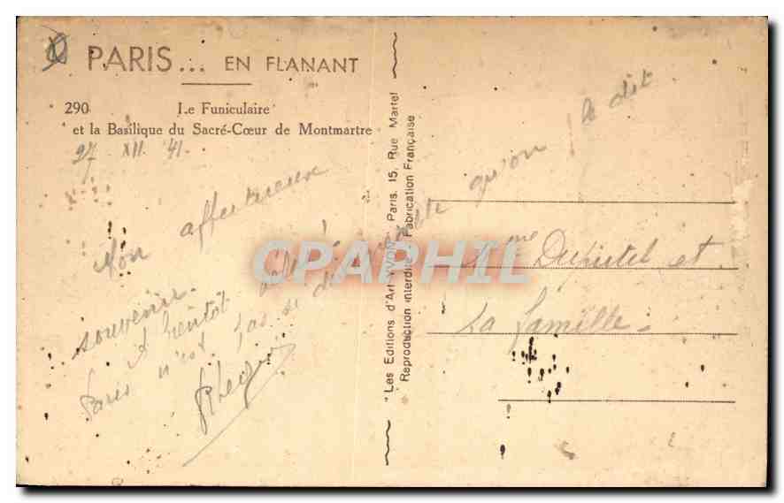 CPA Paris en Flanant Le Funiculaire et la Basilique du Sacre Coeur de Montmartre — Rückseite
