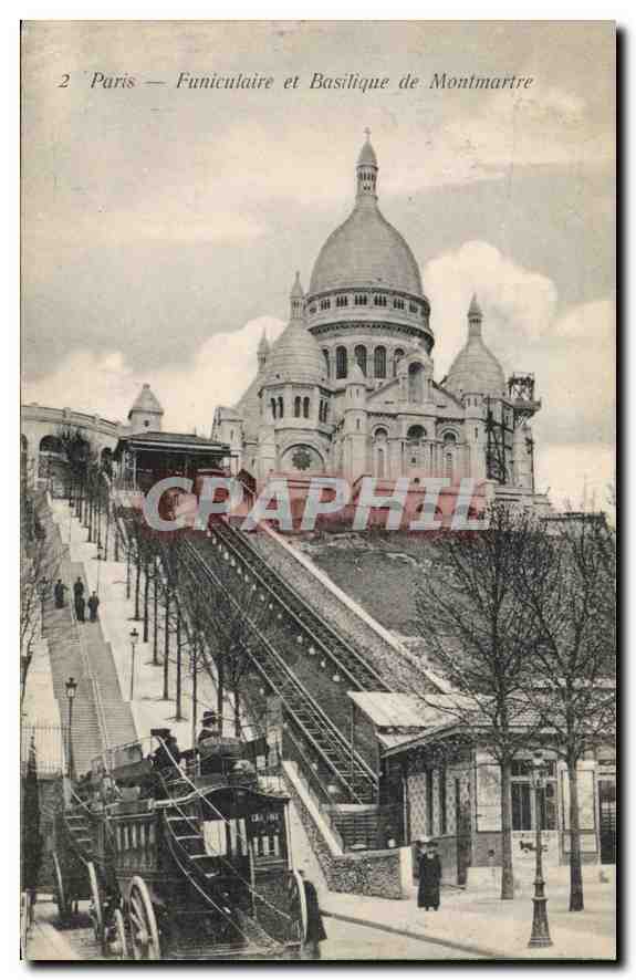 CPA Paris Funiculaire et Basilique de Montmartre