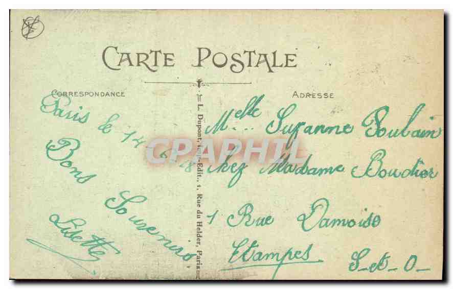 CPA Paris Le Sacre Coeur — Rückseite