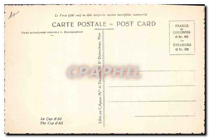 CPA Le Cap d'Ail — Rückseite
