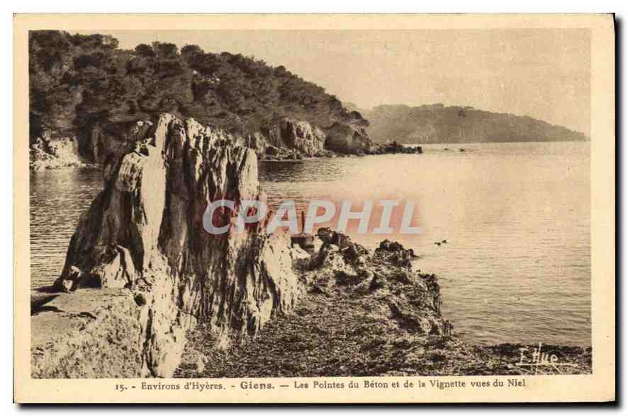 Environs d'Hyères - Giens — Les Pointes du Béton et de la Vignette vues du Niel — Éditeur Blue, n°15