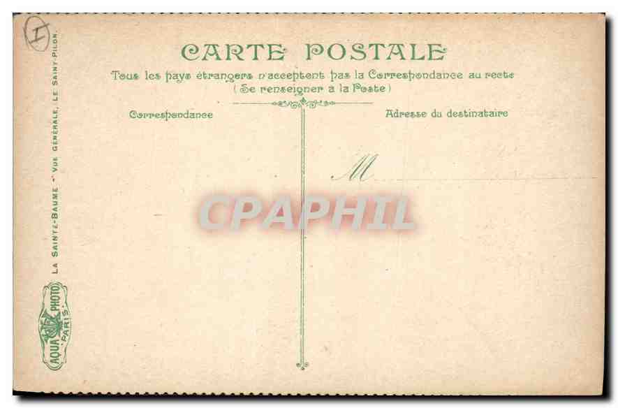 CPA La Sainte Baume vue generale le Saint Pilon  — Verso