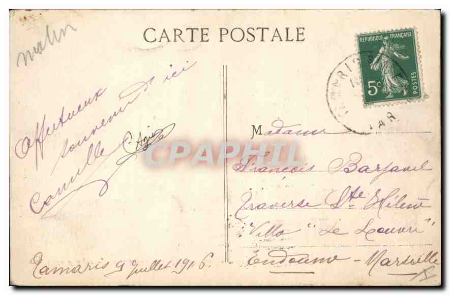 Tamaris - Entrée du Château Michel Pacha — Côte d'Azur, éditeur non identifié, n° 12 — Rückseite