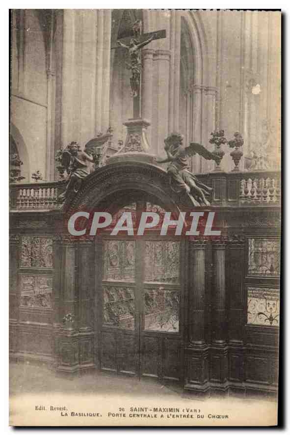 CPA Saint Maximin Var La Basilique Porte centrale a l'Antree du Choeur 