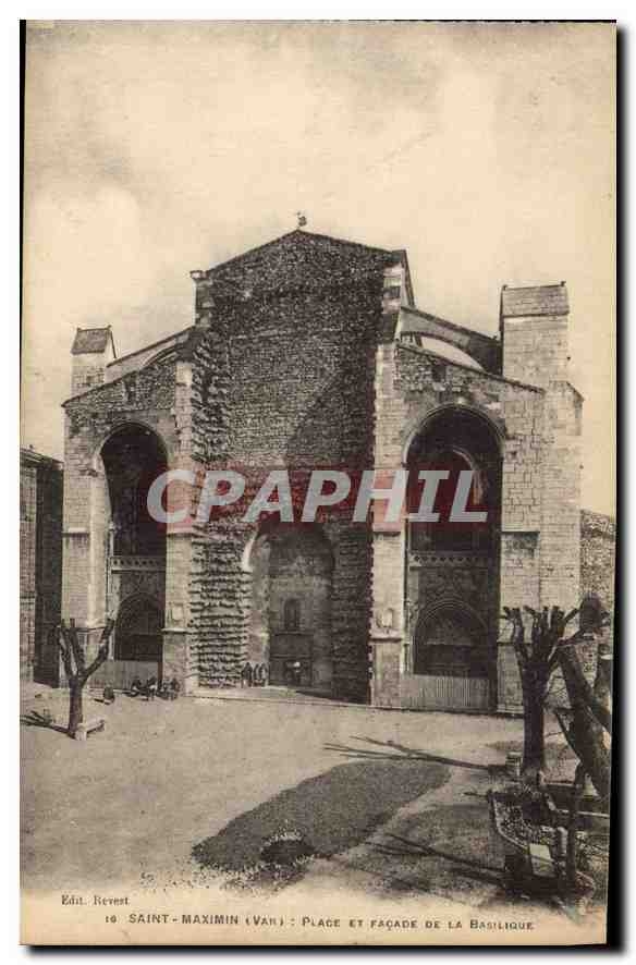 CPA Saint Maximin Var Place et Facade de la Basilique 