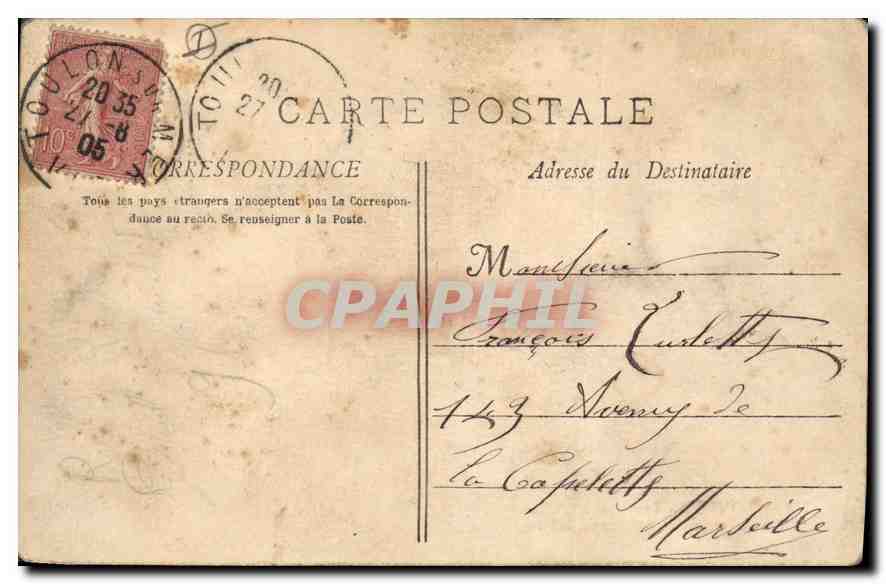 CPA Toulon Tamaris Facade et Jardin du Grand Hotel — Verso