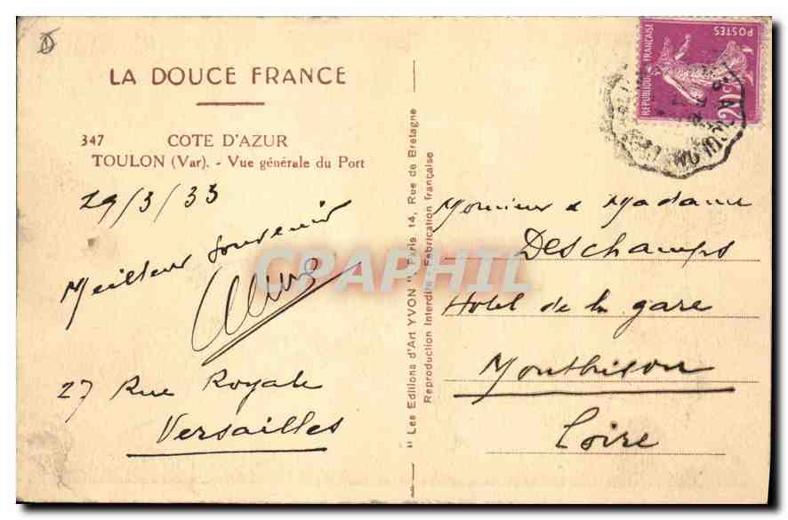 CPA Cote d'Azur Toulon Var vue generale du port  — Rückseite