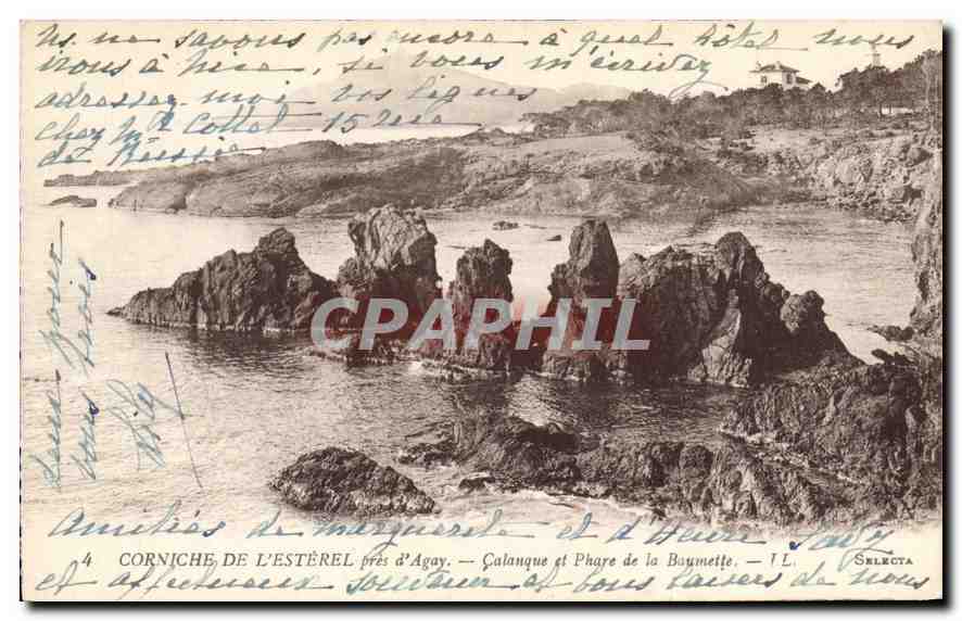 CPA Corniche de l'Esterel pres d'Agay Calanque et Phare de la Baumette 