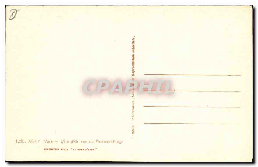 CPA Agay Var l'Ile d'Or vue du Dramont Flage  — Verso