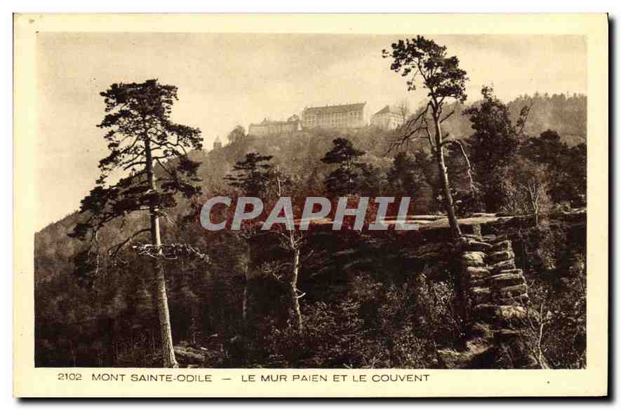 CPA Mont Sainte Odile le Mur Paien et le Couvent 