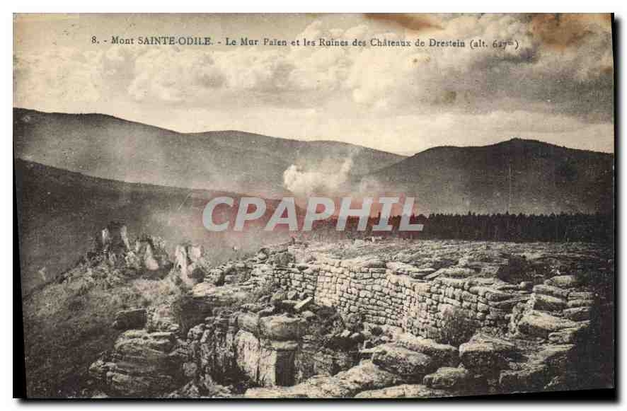 CPA Mont Sainte Odile le mur Paien et les Ruines des chateaux de Drestein 