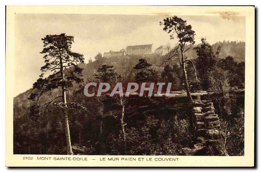 CPA Mont Sainte Odile le Mur Paien et le Couvent 