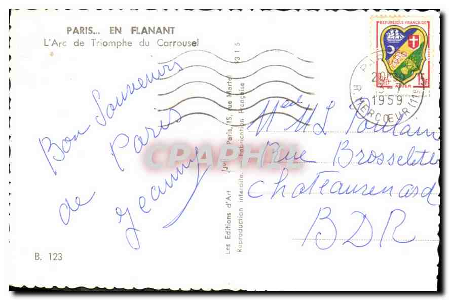 CPA Paris en Flanant l'Arc de Triomphe du Carrousel Tour Eiffel — Verso