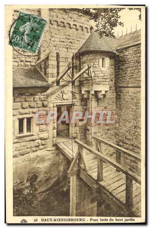 CPA Haut Koenigsbourg pont levis du haut jardin 
