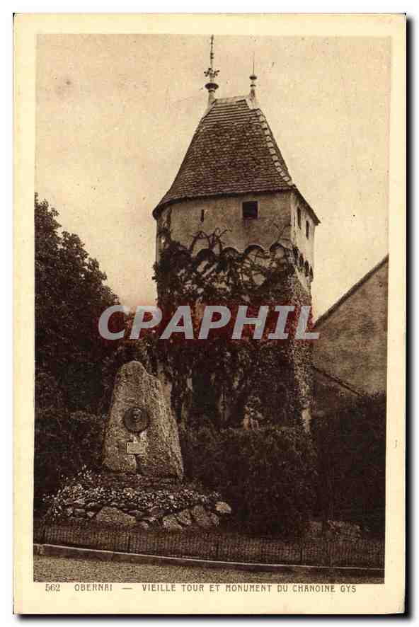 CPA Obernai Vieille tour et monument du Chanoine Gys 