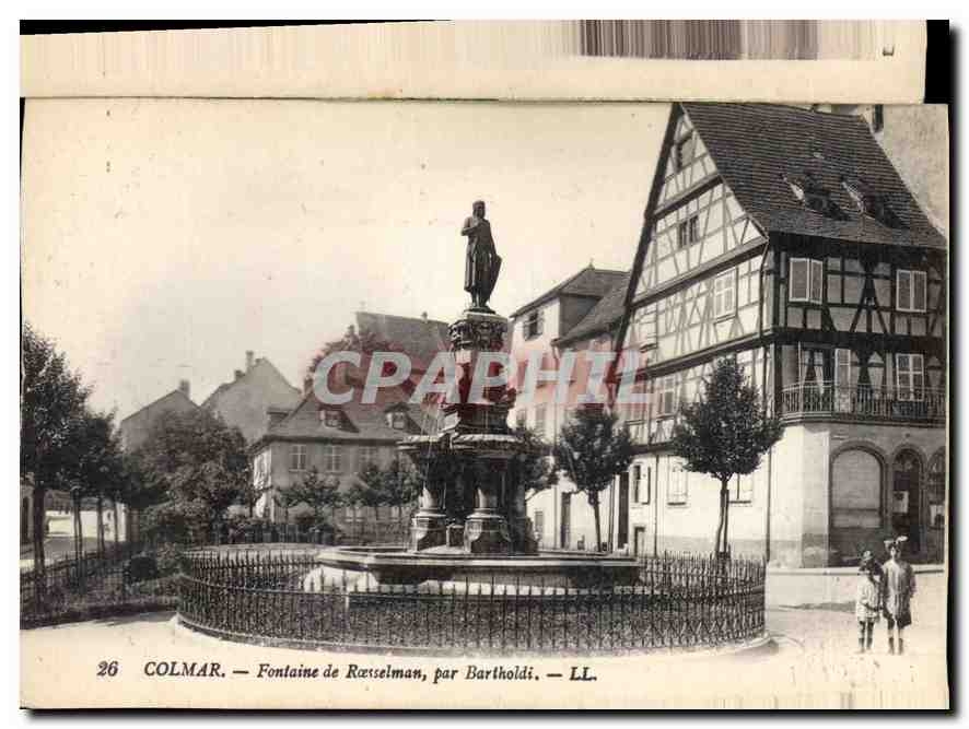 CPA Colmar fontaine de Roesselman par Bartholdi 