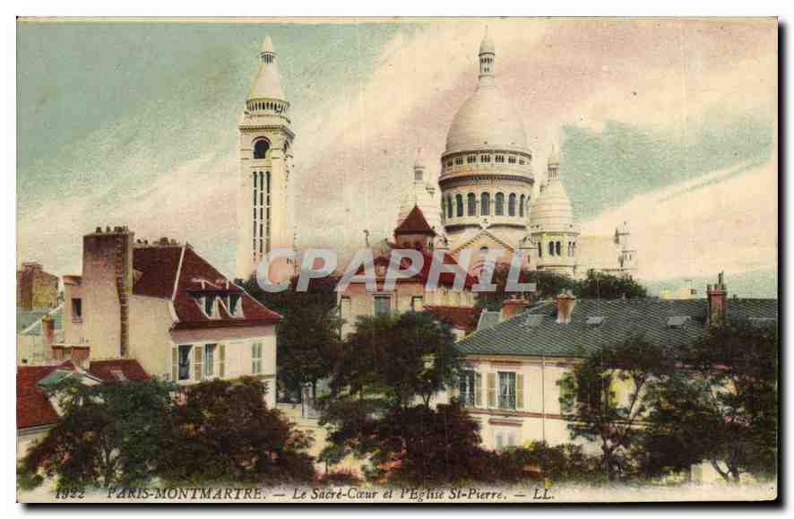 CPA Paris Montmartre le Sacre Coeur et l'eglise St Pierre 
