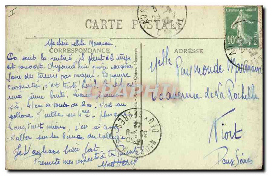 CPA L'AUvergne Pittoresque Vic sur Cere Cantal le Rocher des Pendus  — Rückseite