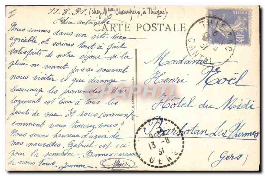 CPA Le Cantal Pittoresque Thiezac interieur de la chapelle N D de Consolation  — Verso