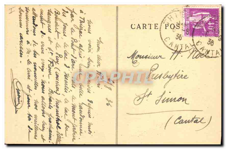 CPA Thiezac Cantal interieur de la chapelle N D de Consolation  — Verso