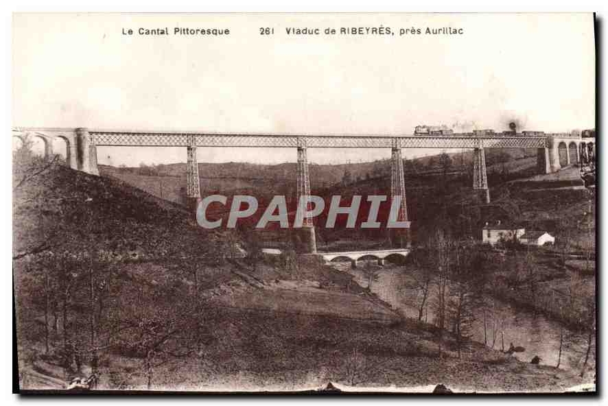 CPA Le Cantal Pittoresque Viaduc de Ribeyres pres Aurillac Train