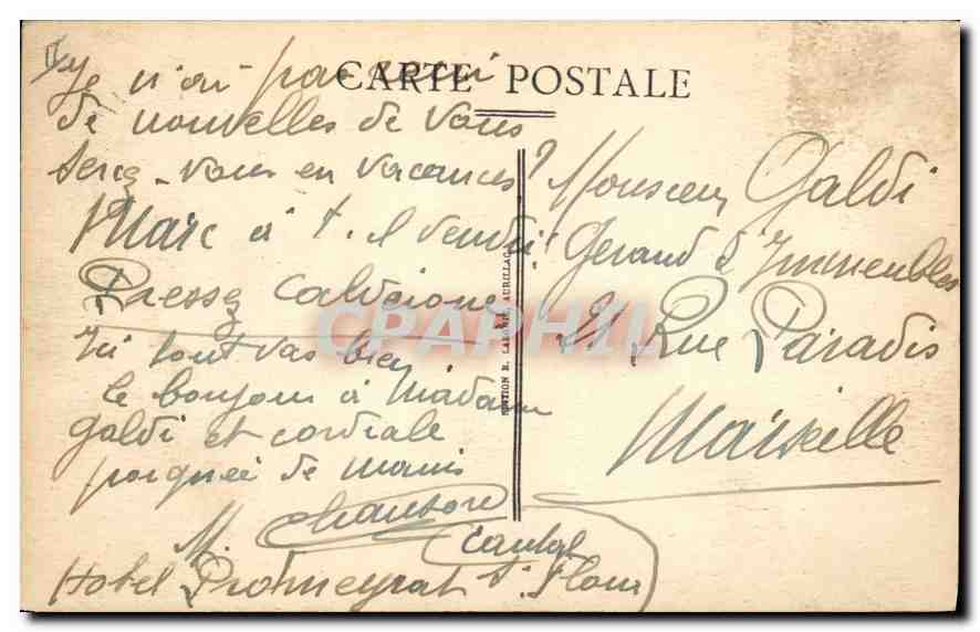 CPA Le Cantal Pittoresque Vacherie au Col de Rombiere Vaches — Rückseite
