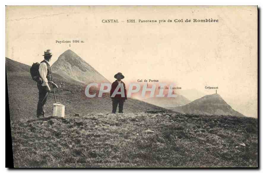CPA Cantal panorama pris du Col de Rombiere 