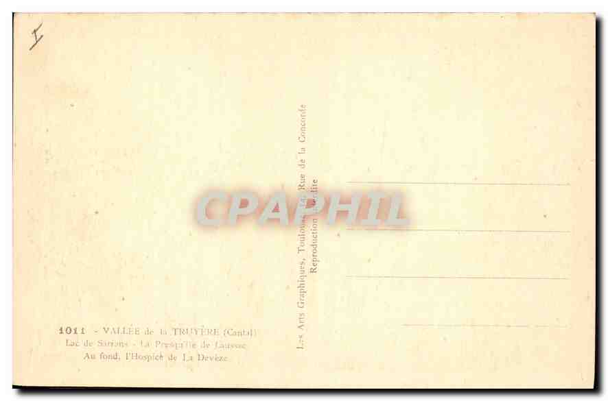 CPA Vallee de la Truyere Cantal  — Rückseite