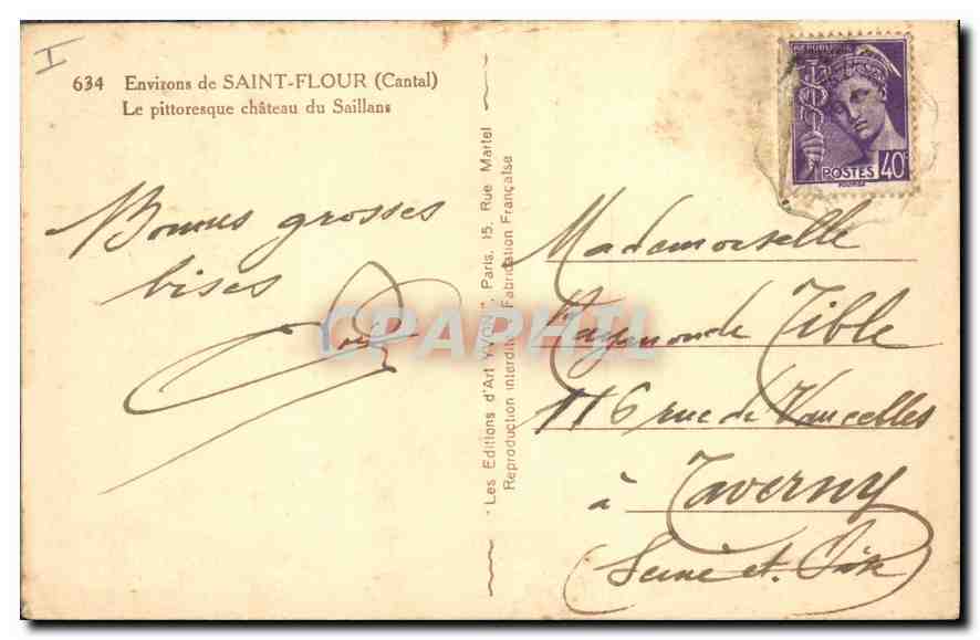 Château du Saillans — Environs de Saint-FLOUR (Cantal) — Les Éditions d'Art Maritel — Verso